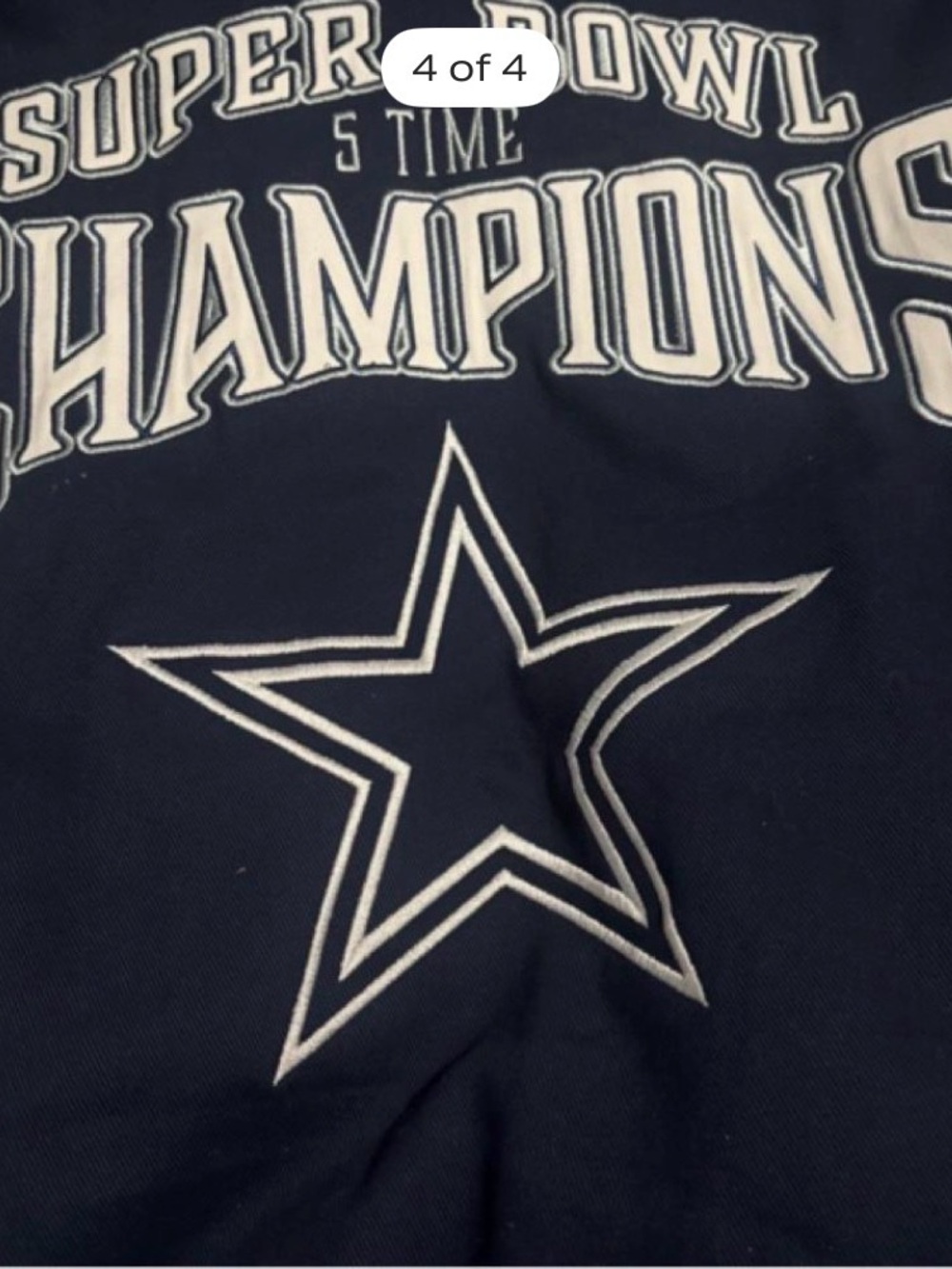 NFL Dallas Cowboys Navy and White Champion Puffer Jacket Graphic